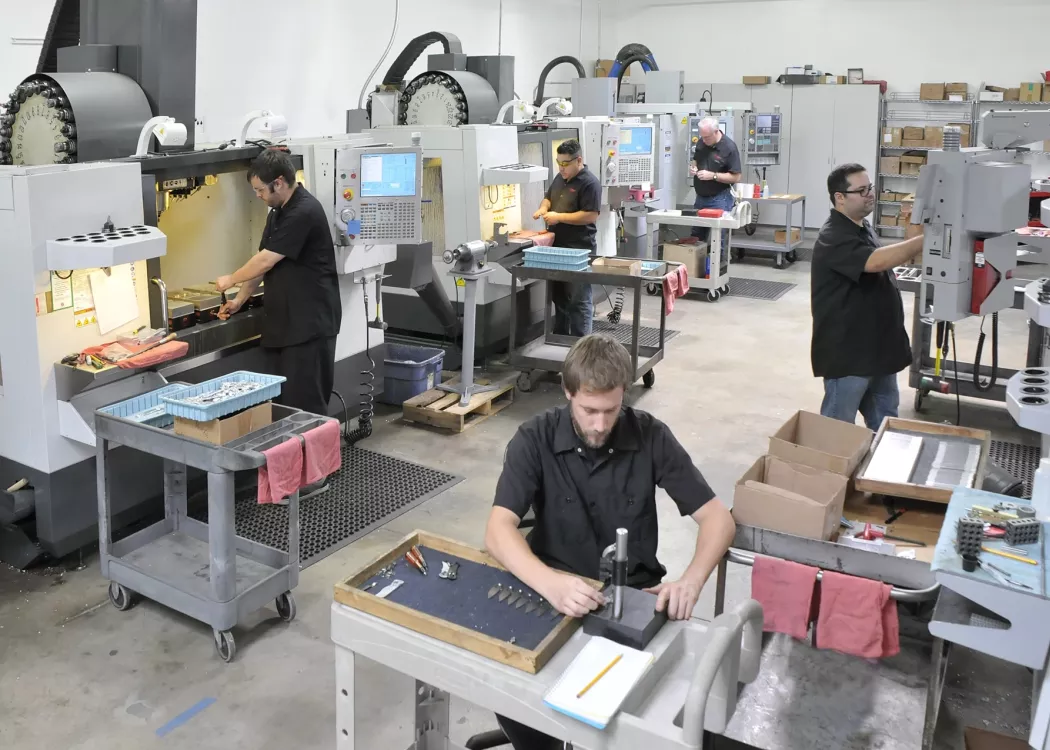A dynamic manufacturing setting showcasing various processes and equipment.