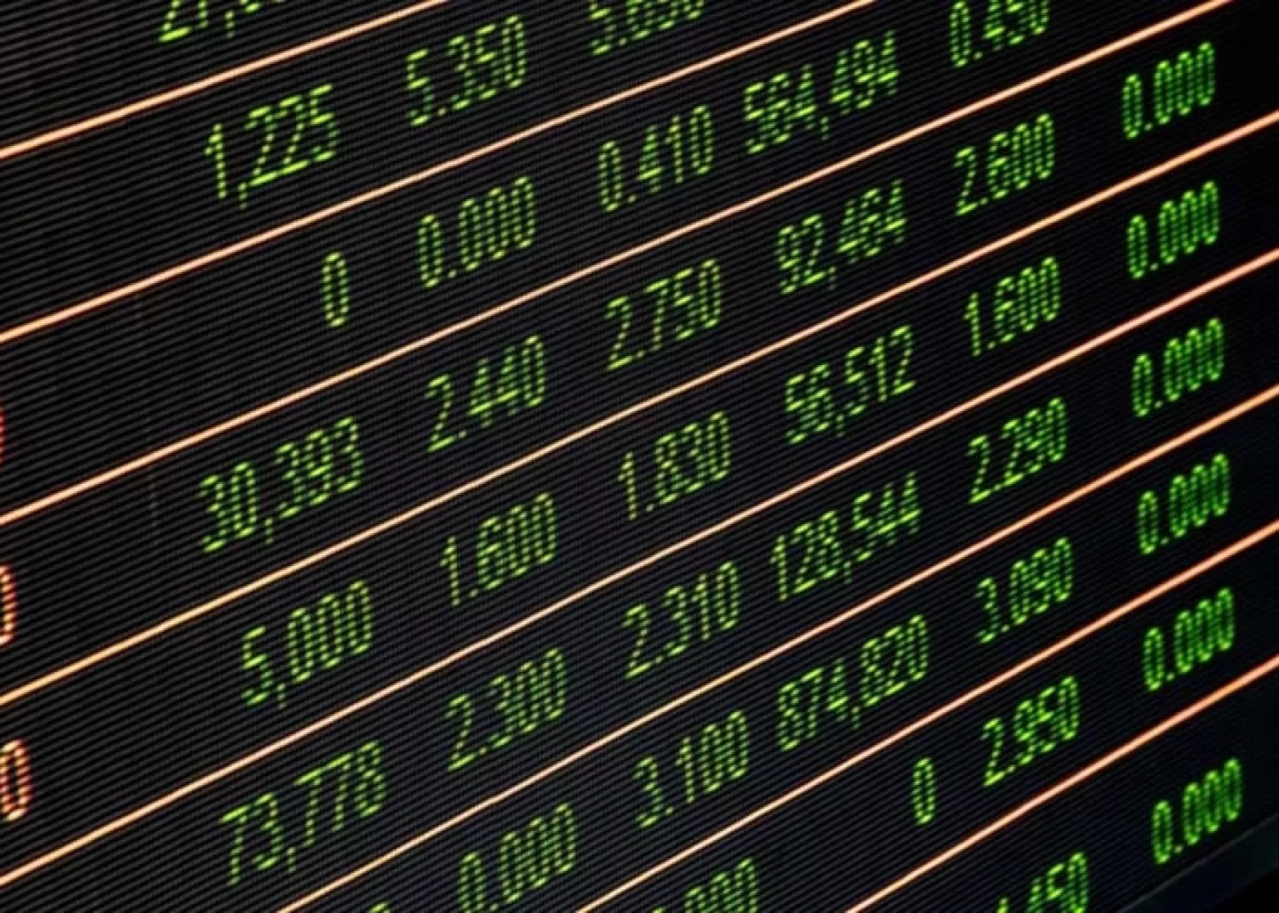 Side view of a stock exchange board.