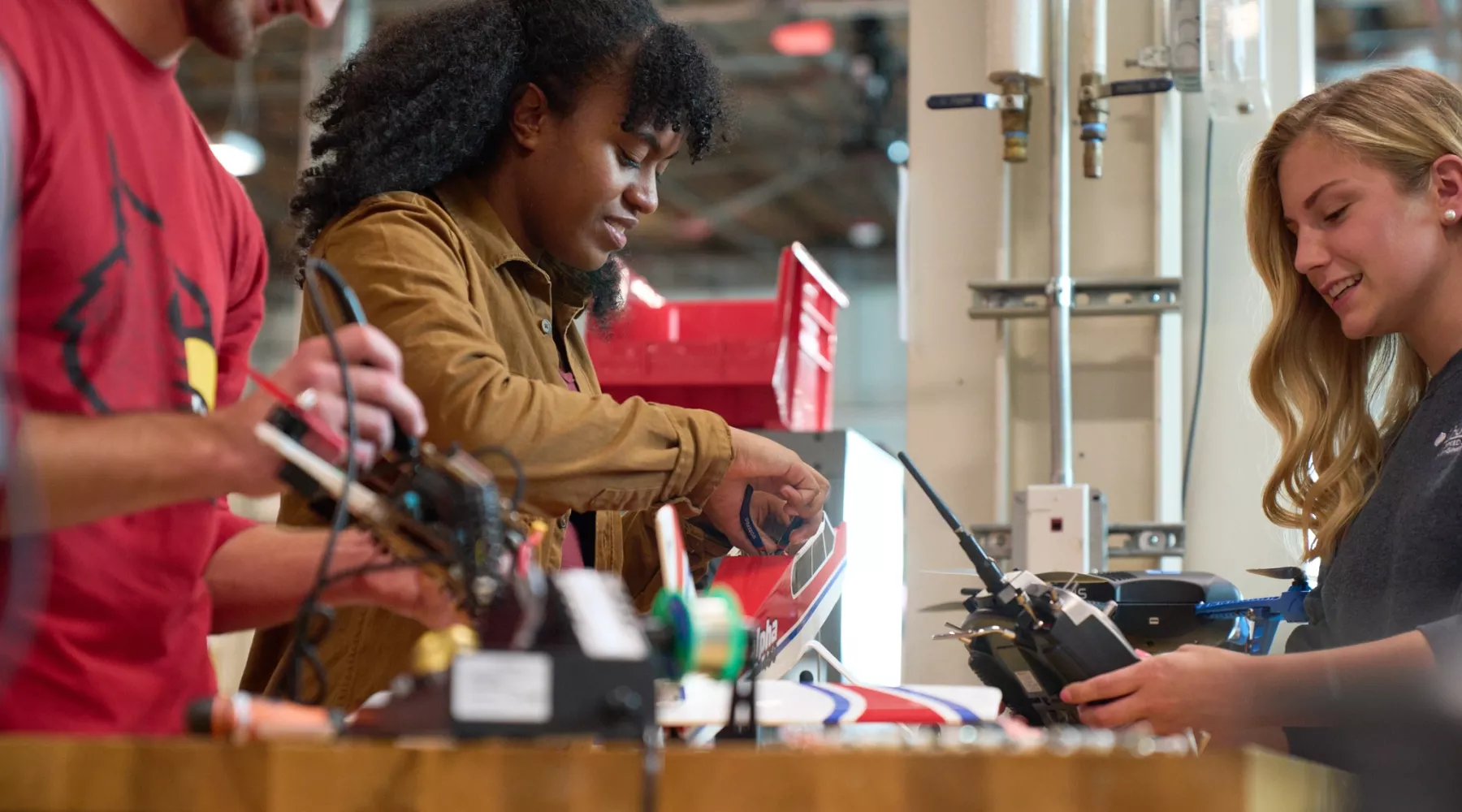 Students working on engineering projects.