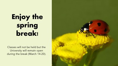 Flower with ladybug and caption reading 