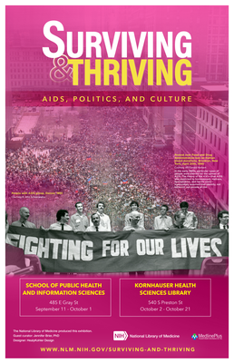 Poster for exhibit, Surviving & Thriving: AIDS, Politics, and Culture. 