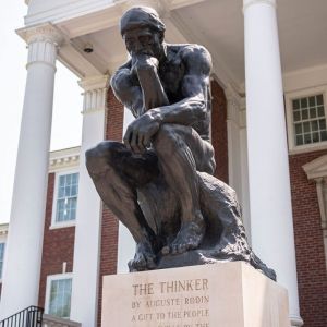 The Thinker statue in front the Grawmeyer Hall.