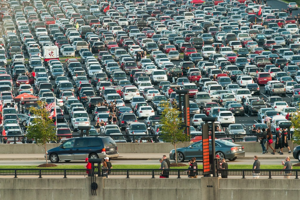 Cardinal Stadium Parking Lot full