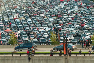 Cardinal Stadium Parking Lot full