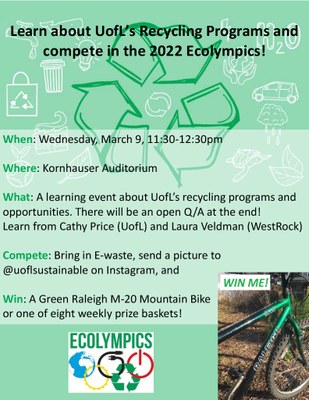 HSC Green Team Ecolympics Recycling Learning Event Flyer 3-9-22