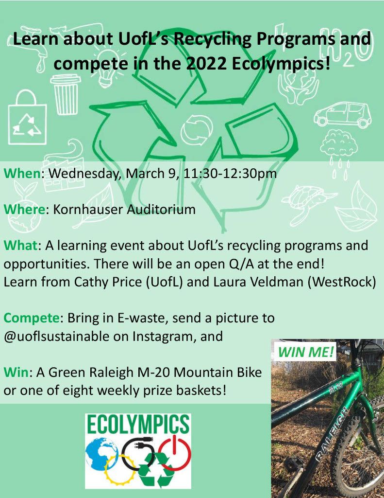 HSC Green Team Ecolympics Recycling Learning Event Flyer 3-9-22