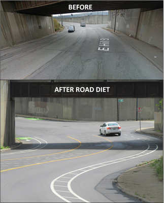 Hill Street Road Diet Before+After