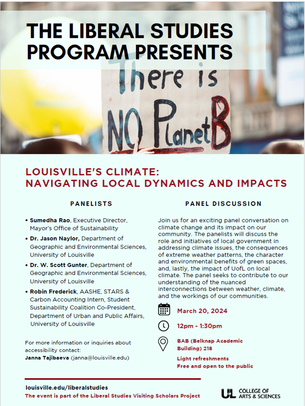March 20th Louisville Climate Panel