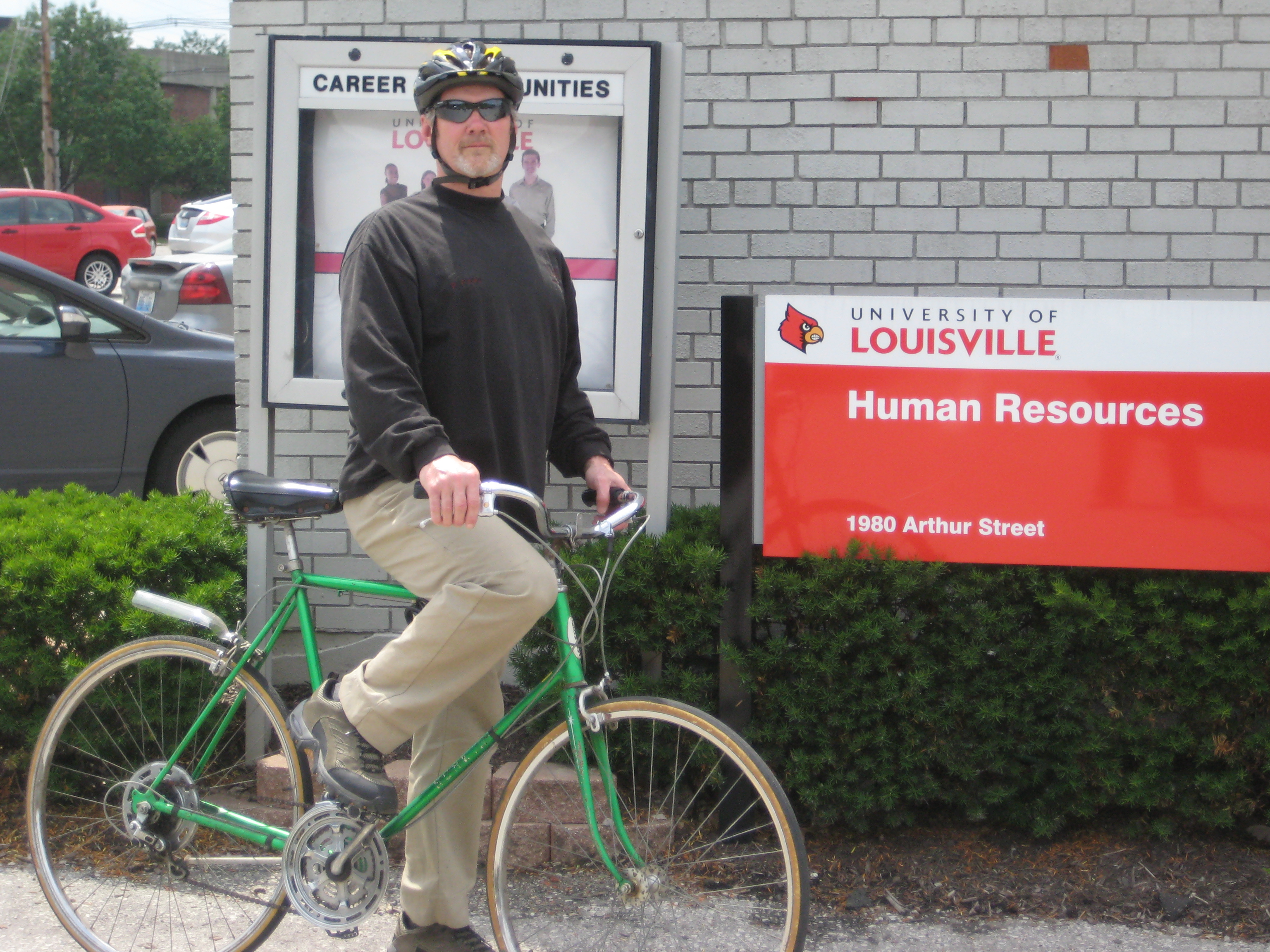 Perry Finley on bike at HR