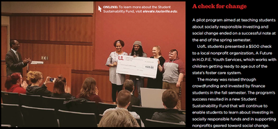 Student Sustainability Fund inaugural check awarded 4-24-18