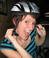 Bike Helmet on UofL Grad Student Marcy Werner