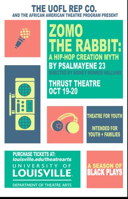 Poster for Rep Company's Production of Zomo the Rabbit: A Hip Hop Creation Myth