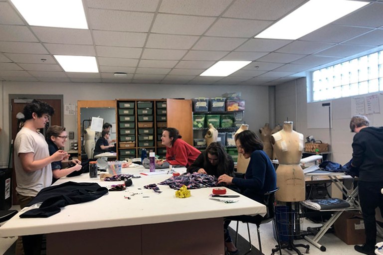 Students working on costumes