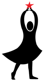 Womens center logo. stylized female symbol holding up a star