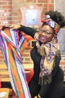 Student Holding African Cloth