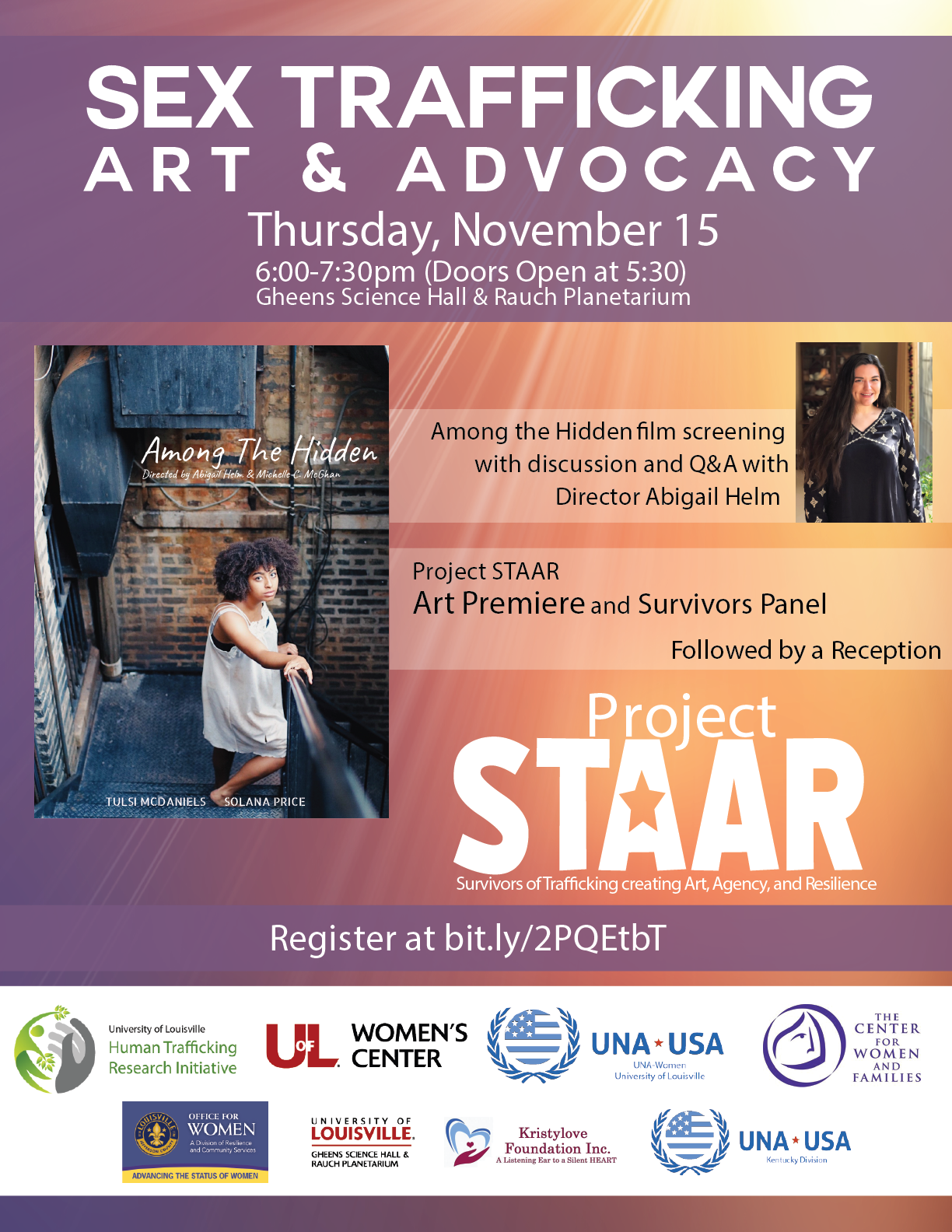 Sex Trafficking, Art & Advocacy to be held Nov. 15