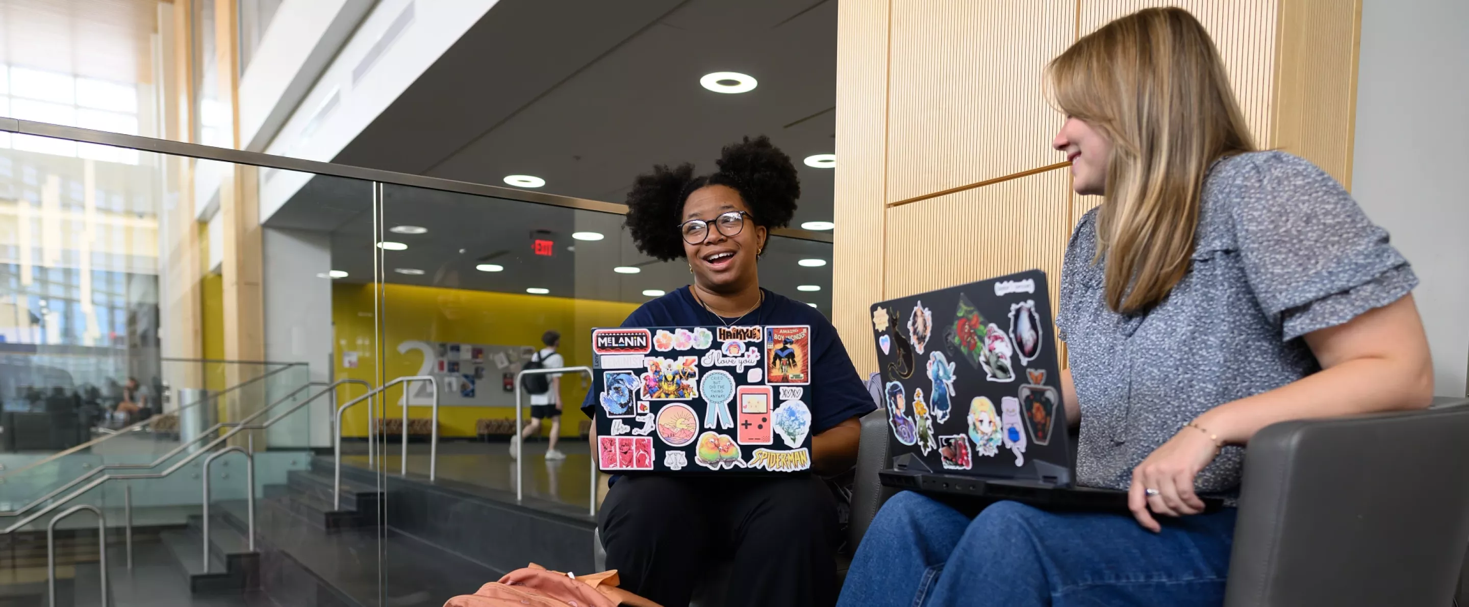 Students studying in the Belknap Academic building